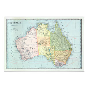 Foto Mapa de Austrália com cidades & estradas 1932 -