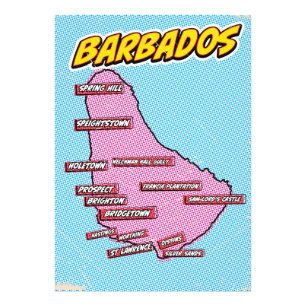 Foto Mapa de Barbados Ilustrado de pop Art