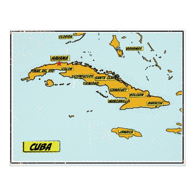 Foto Mapa de Cuba de Quadrinhos Antigos (Frente)