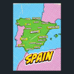 Foto Mapa de Espanhas Ilustrado de pop Art<br><div class="desc">Pop Art Ilustrou mapa europeu de Espanha num belo estilo de vintage vestido.</div>