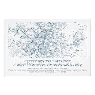 Foto Mapa de Jerusalém: Uma Citação Salm em hebraico e