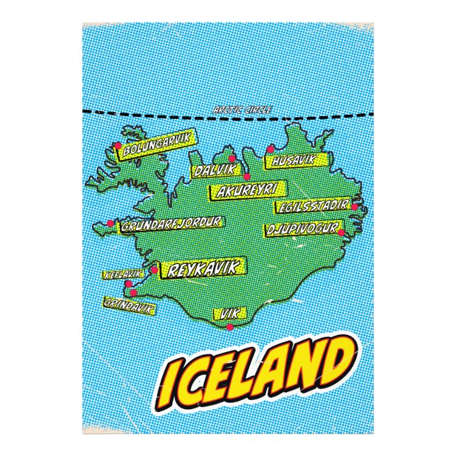 Foto Mapa de Nova Iorque ilustrado com pop Art (Frente)