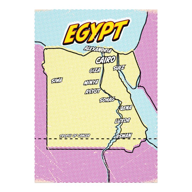 Foto Mapa de pop Art Ilustrado no Egito (Frente)