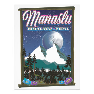 Foto Mapa de pôster de viagem do Manaslu Himalaias Nepa