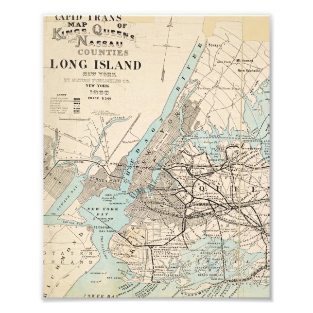 Foto Mapa de Reis, Rainhas, Long Island (Frente)