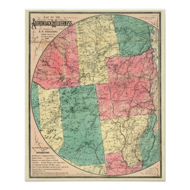 Foto Mapa de Stoddard da Selvagem de Adirondack, 1883 (Frente)