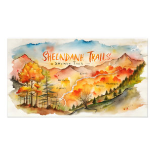 Foto Mapa de Trilhas de Shenandoah de Outono – Arte de