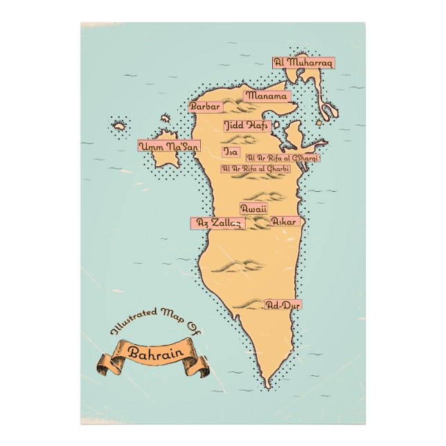 Foto Mapa de viagem antigo do Bahrein (Frente)