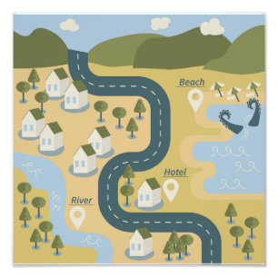 Foto mapa de viagem de férias do cenário de cartoon na 