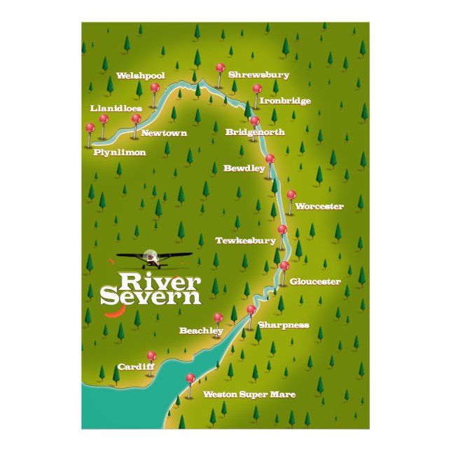 Foto Mapa de viagem do rio Severn País de Gales Inglate (Frente)