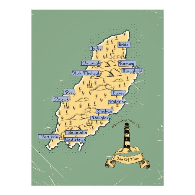 Foto Mapa de viagem ilustrado da Ilha de Man (Frente)