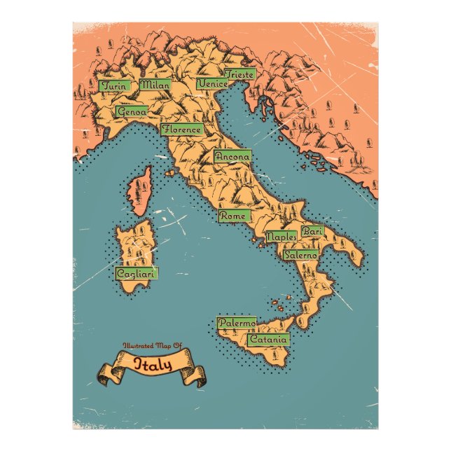 Foto Mapa de viagem ilustrado da Itália (Frente)