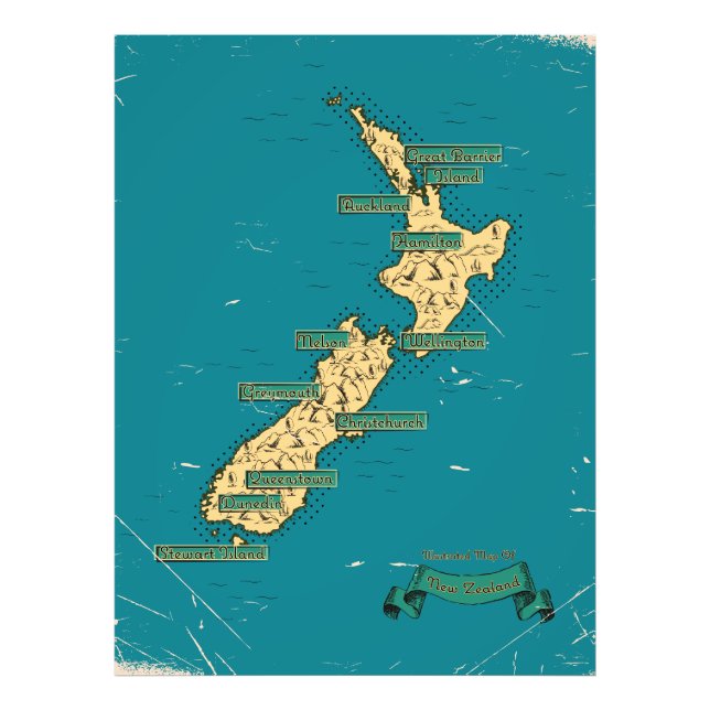 Foto Mapa de viagem ilustrado da Nova Zelândia (Frente)