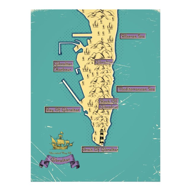 Foto Mapa de viagem ilustrado de Gibraltar (Frente)