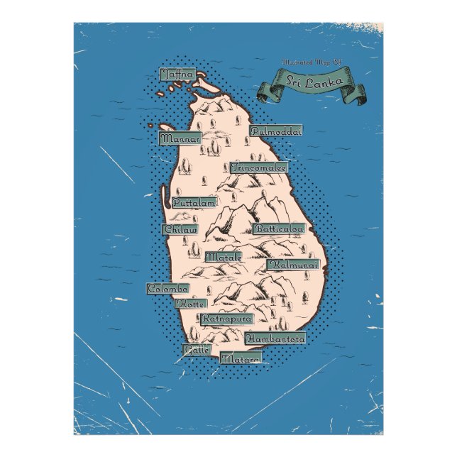 Foto Mapa de viagem ilustrado do Sri Lanka (Frente)