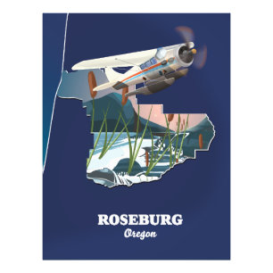 Foto Mapa de viagem retrô de Roseburg Oregon