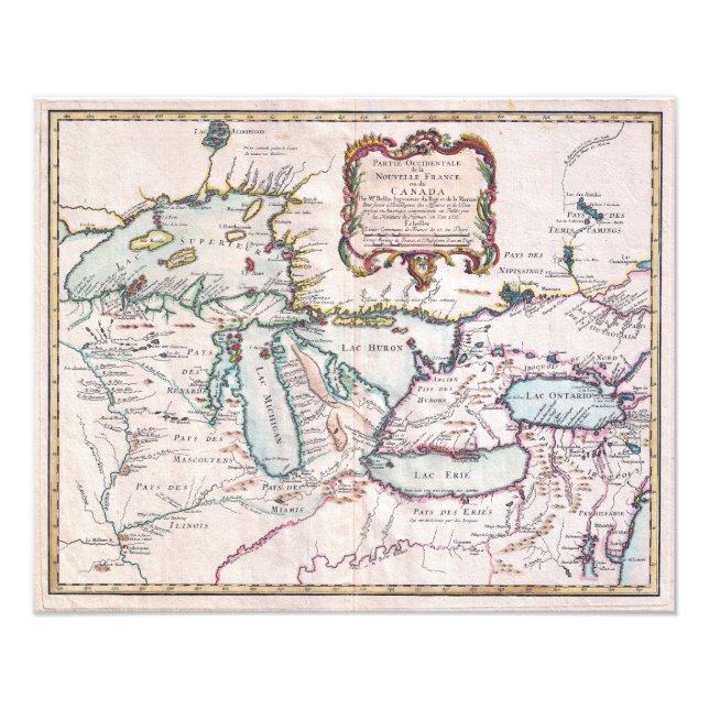 Foto Mapa de Vintage dos Lagos Excelentes (Frente)