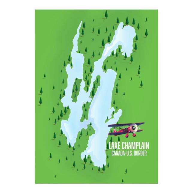 Foto Mapa do Lago Champlain EUA Canadá poster (Frente)