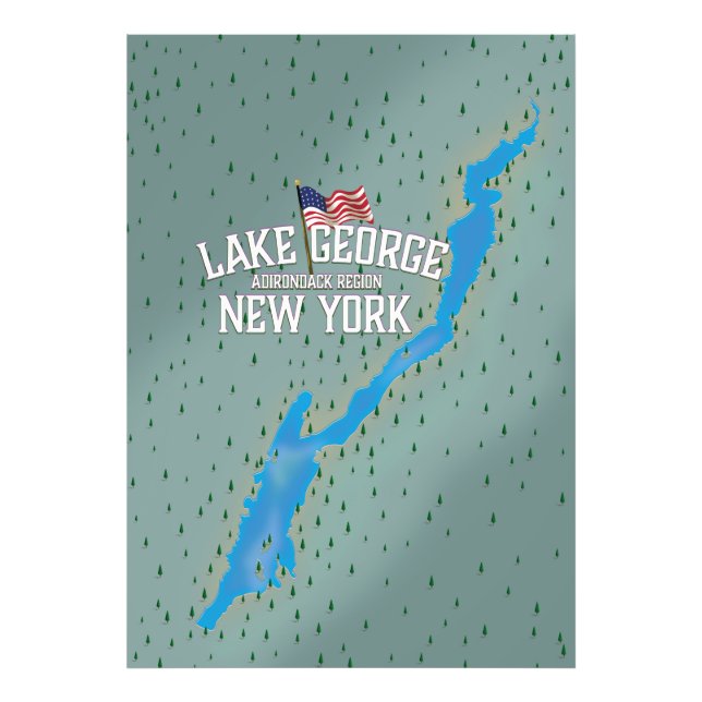 Foto Mapa do Lago George New York (Frente)