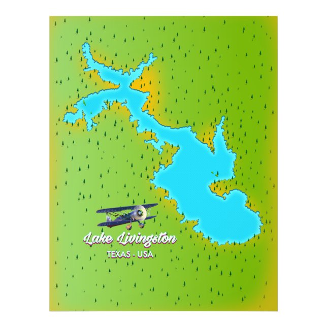 Foto mapa do Lago Livingston Texas (Frente)