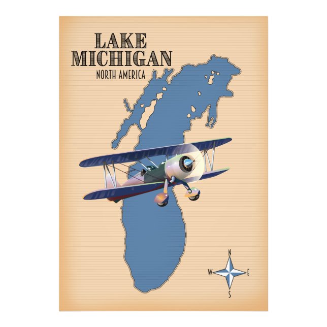 Foto Mapa do Lago Michigan América do Norte (Frente)