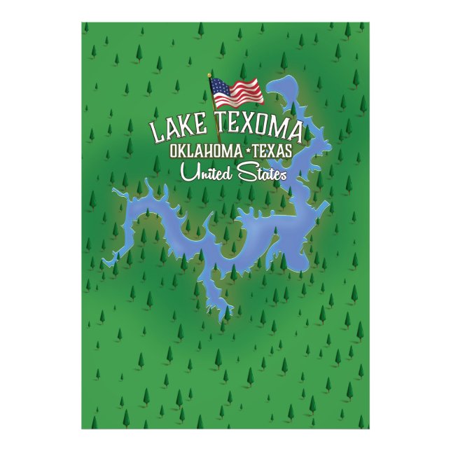 Foto Mapa do Lago Texoma EUA. (Frente)