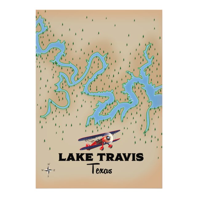 Foto Mapa do Lago Travis Texas (Frente)