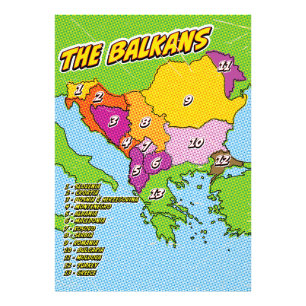 Foto Mapa dos Balcãs Ilustrado em Pop Art