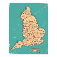 Mapa dos condados da Inglaterra Vintage