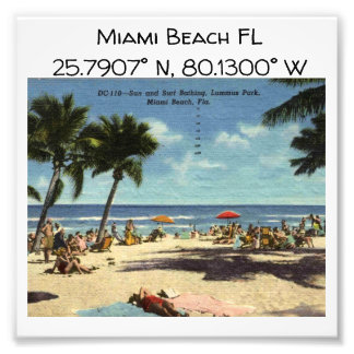 Foto Mapa FL de Miami Beach coordena o estilo de vintag