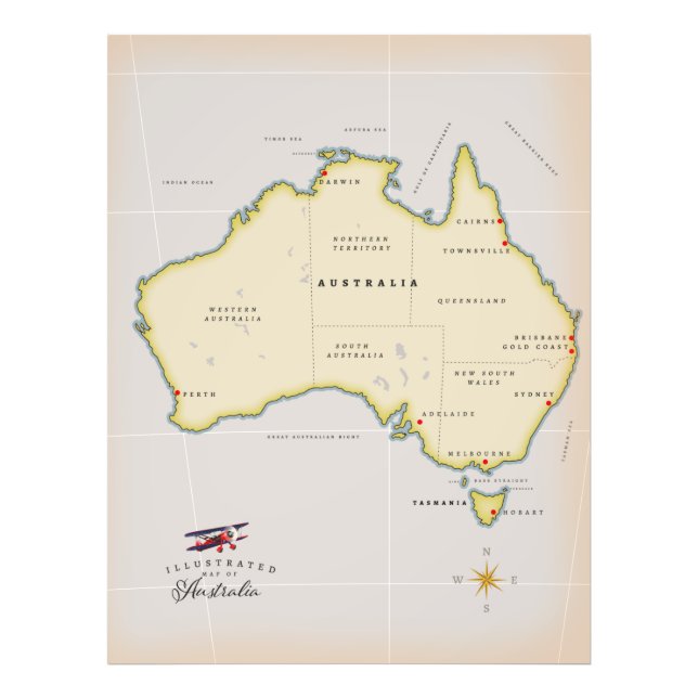 Foto Mapa ilustrado da Austrália (Frente)