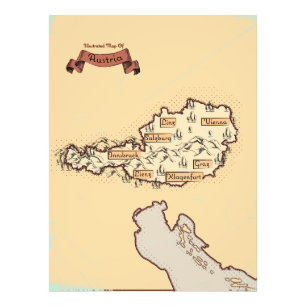Foto Mapa Ilustrado da Áustria Vintage