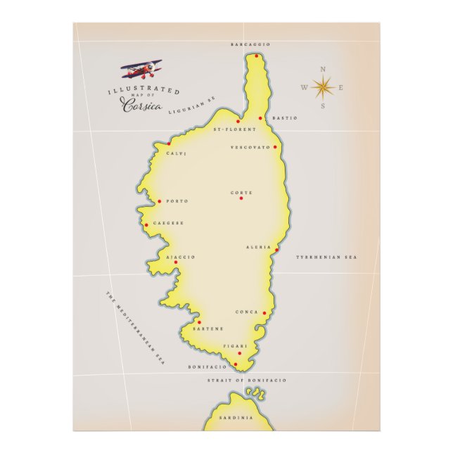 Foto Mapa ilustrado da Córsega (Frente)