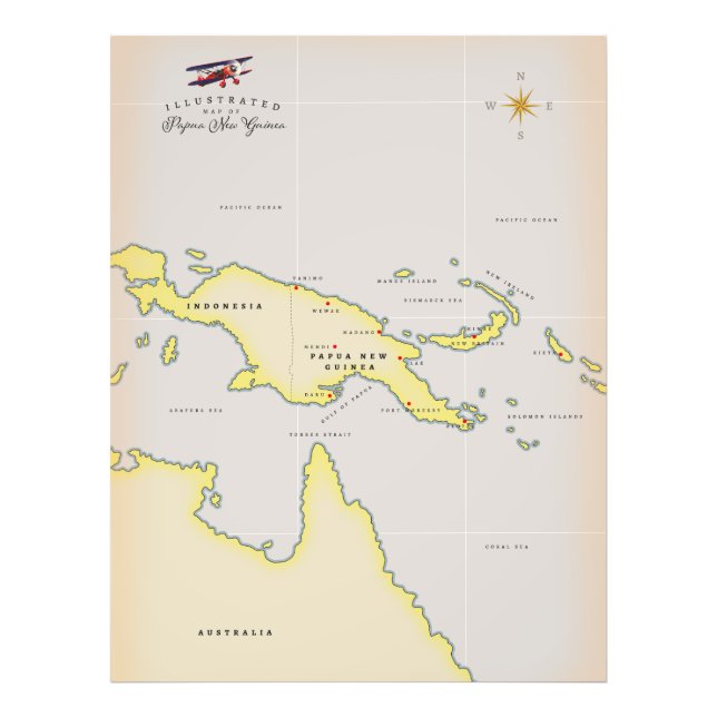 Foto Mapa ilustrado da Papua-Nova Guiné (Frente)