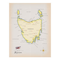 Mapa ilustrado da Tasmânia.