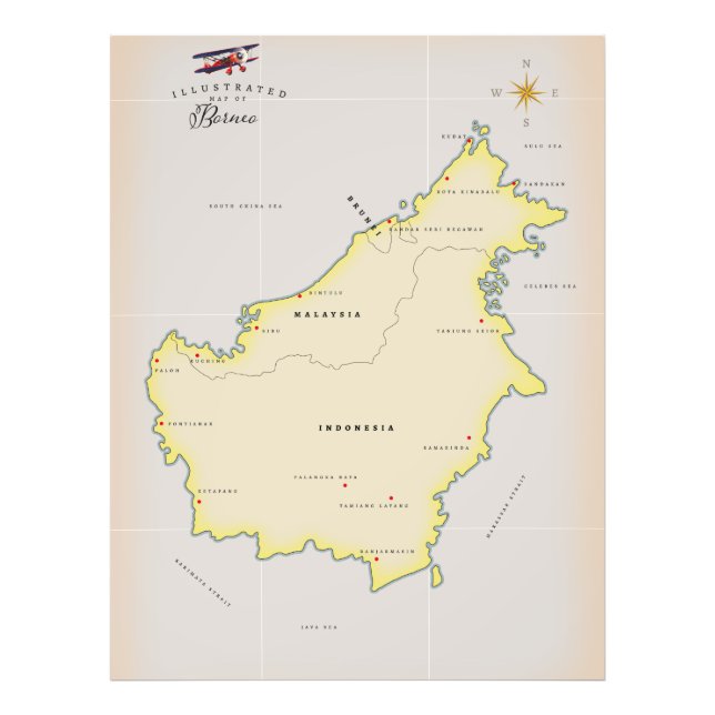 Foto Mapa ilustrado de Bornéu (Frente)