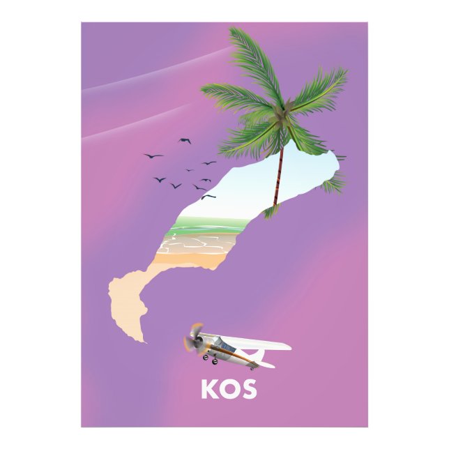 Foto Mapa ilustrado de Kos Grécia. (Frente)