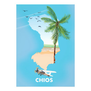 Foto Mapa ilustrado de Quios Grécia.