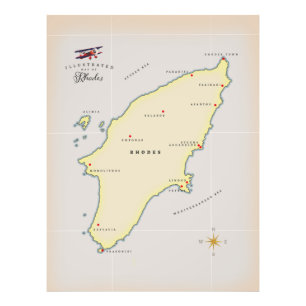 Foto Mapa ilustrado de Rhodes.