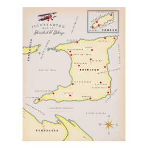 Foto Mapa ilustrado de Trinidad e Tobago