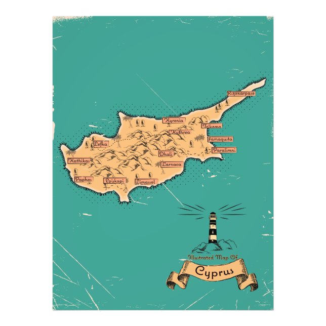 Foto Mapa ilustrado de Viagem Chipre (Frente)