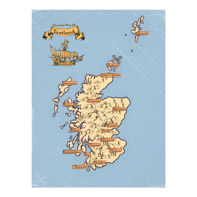 Foto Mapa ilustrado de Viagem da Escócia (Frente)