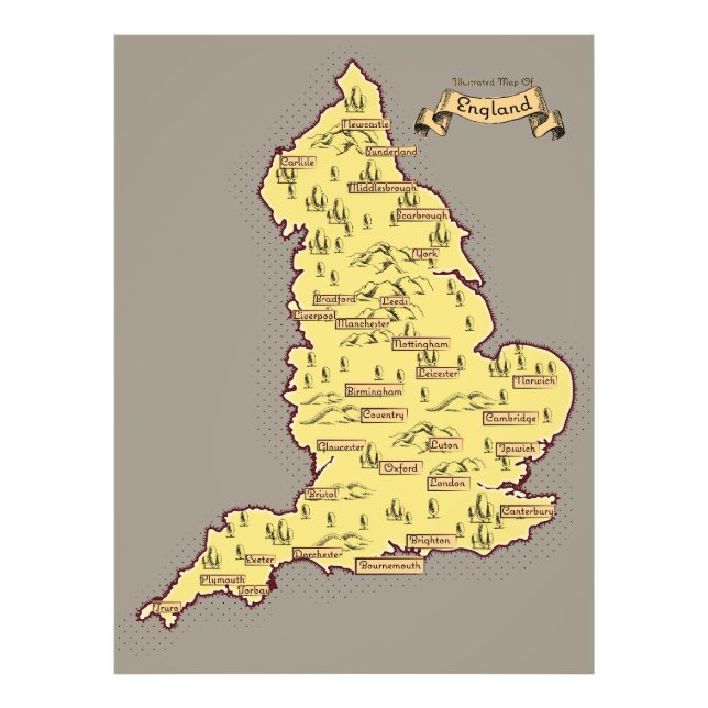 Foto Mapa ilustrado de viagens da Inglaterra (Frente)