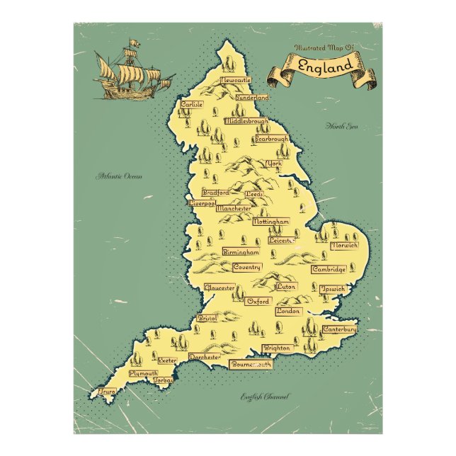 Foto Mapa ilustrado de viagens da Inglaterra (Frente)