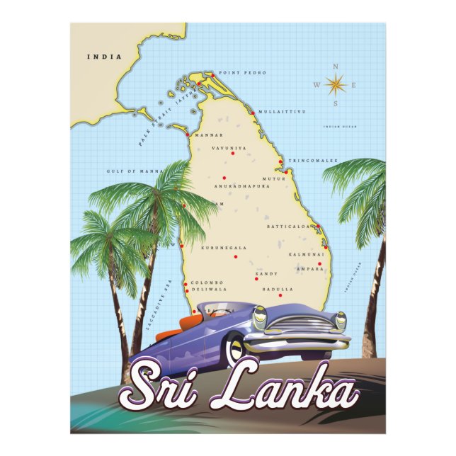Foto Mapa ilustrado detalhado do Sri Lanka (Frente)