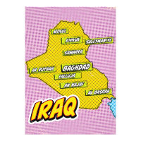 Mapa Ilustrado do Iraque de pop Art