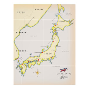 Foto Mapa ilustrado do Japão