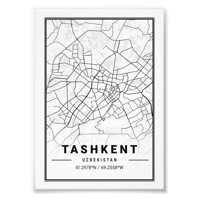 Foto Mapa Leve da Cidade de Tashkent - Uzbequistão (Frente)