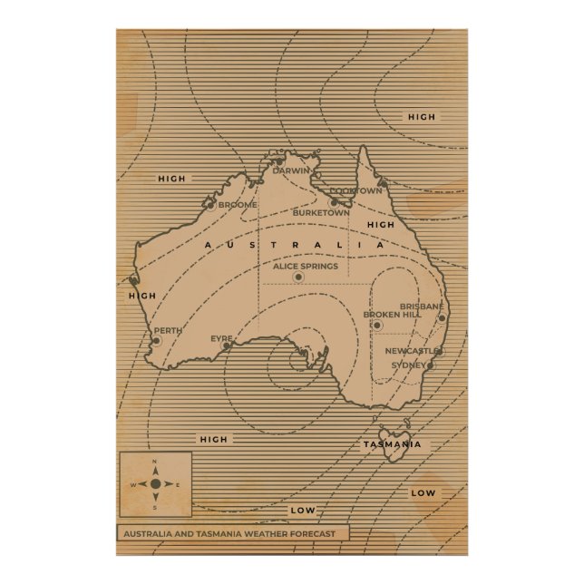 Foto Mapa meteorológico antigo da Austrália (Frente)