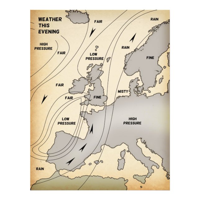 Foto Mapa meteorológico da British Isles & Europe. (Frente)
